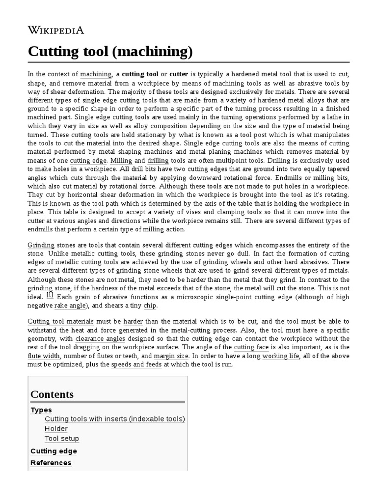 Cutting Tool (Machining) | PDF | Machining | Tools