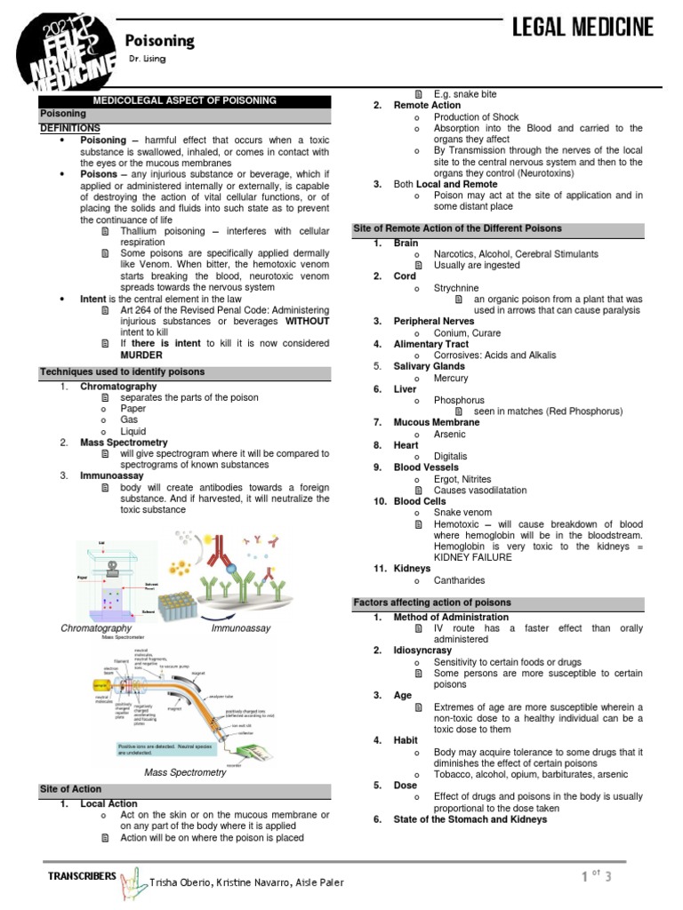 (LEGAL MEDICINE) Poisoning | PDF | Poison | Toxicity