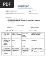 Efa School System Session 2022-2023 Second Term Examinations