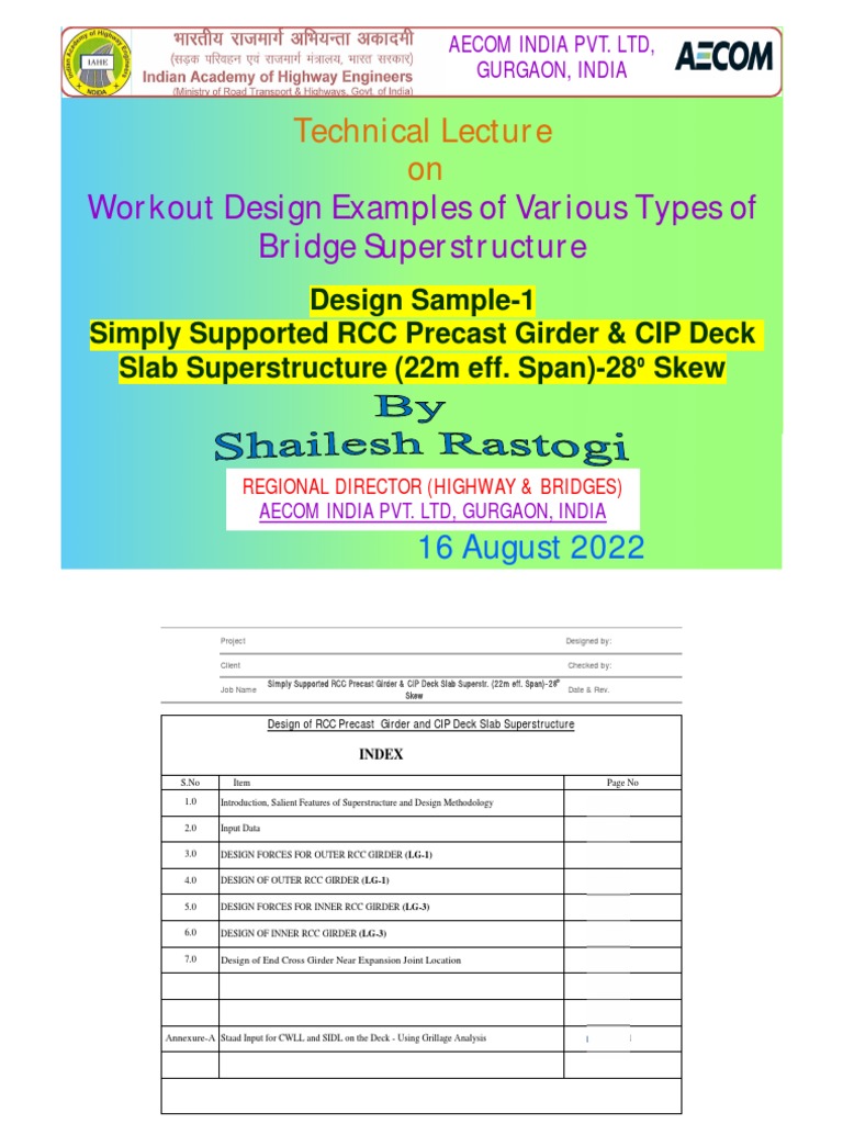 RCC Precast Girder Bridge Design Example | PDF | Strength Of Materials ...