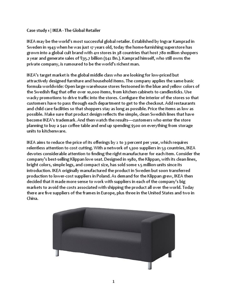Case Study 1 - IKEA - The Global Retailer | PDF