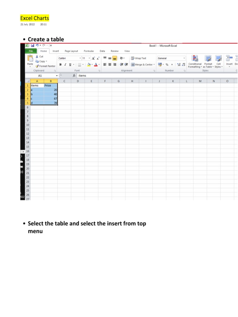 Excel Chart Steps | PDF