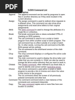 S-DOS Command List Command Description