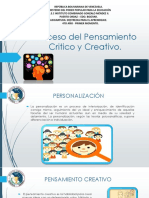 4to Año Proceso Del Pensamiento Critico y Creativo.