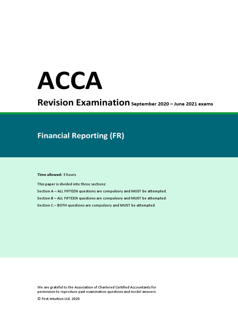 Revision Examination: Financial Reporting (FR) | PDF | Equity (Finance ...