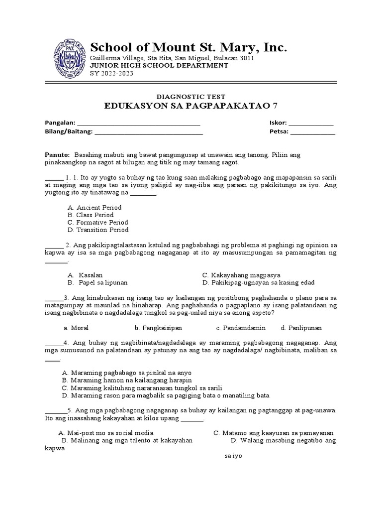 Exam Template PDF