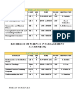 Bachelor of Science in Management Accounting: Friday Schedule