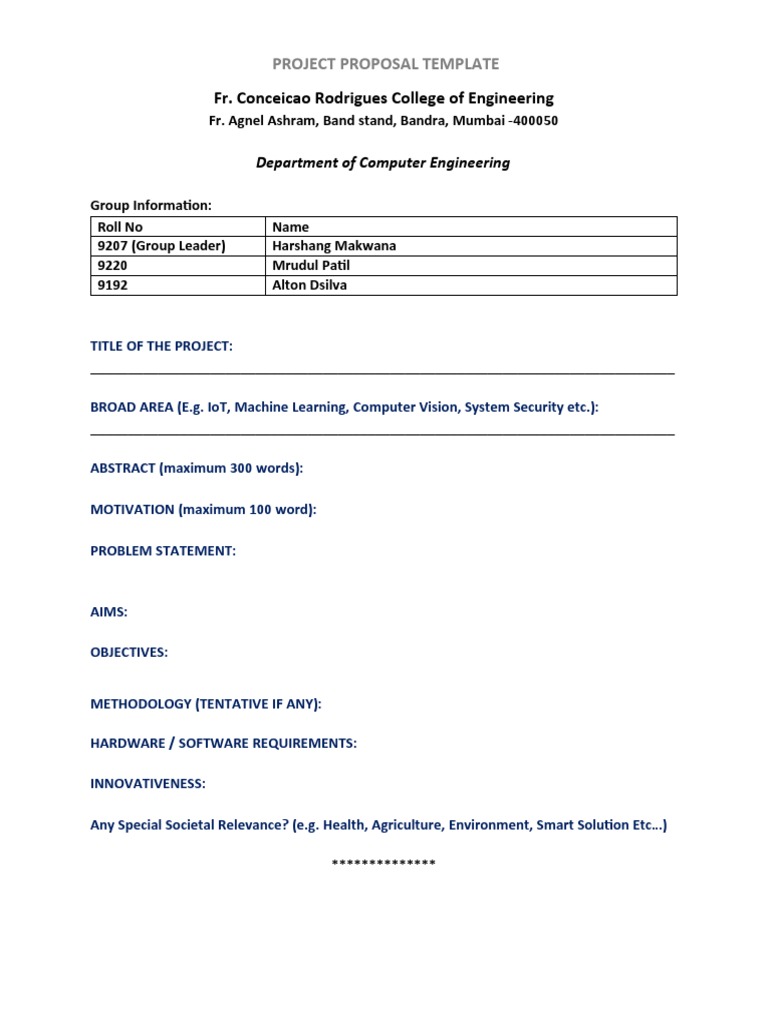 Fr. Conceicao Rodrigues College of Engineering: Project Proposal ...