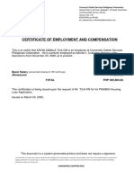 Certificate of Employment and Compensation