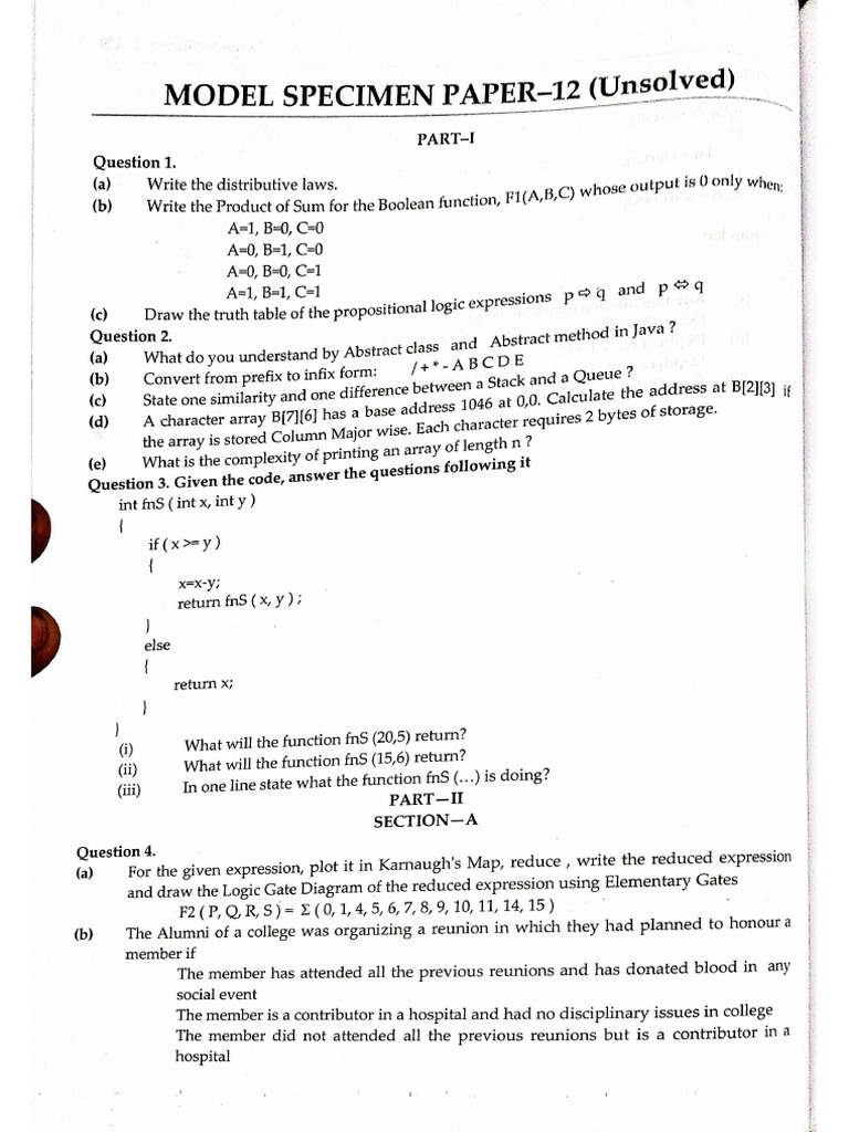 ISC Computer Model Paper PDF