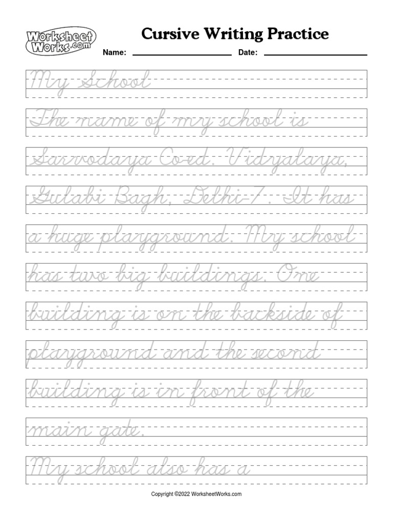 Cursive Writing Practice: Name: Date | PDF | Wellness