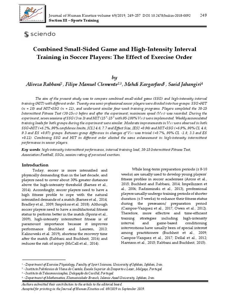 Combined Small Sided Game and High Intensity Interval Training in ...