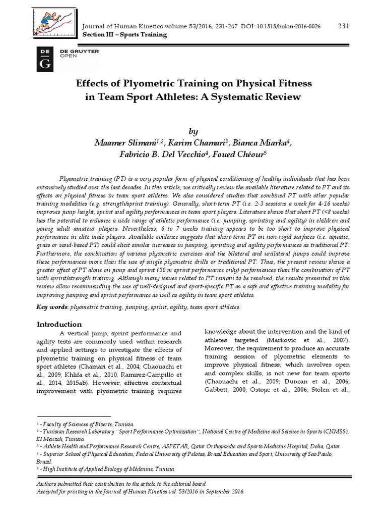 Effect of plyometric training on physical fitness in team sport