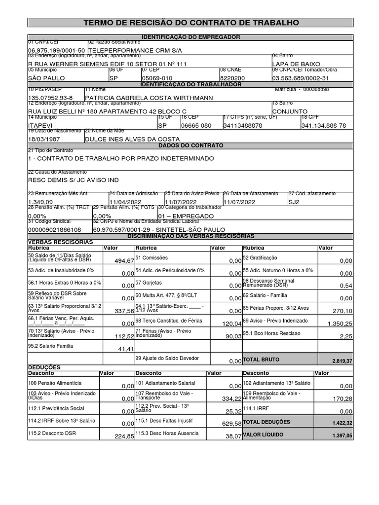 TRCT 69 | PDF | Salário | Direito Comercial