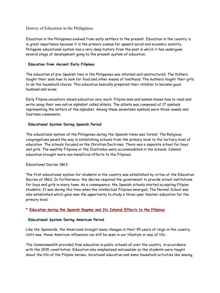 History of Education in the Philippines | PDF