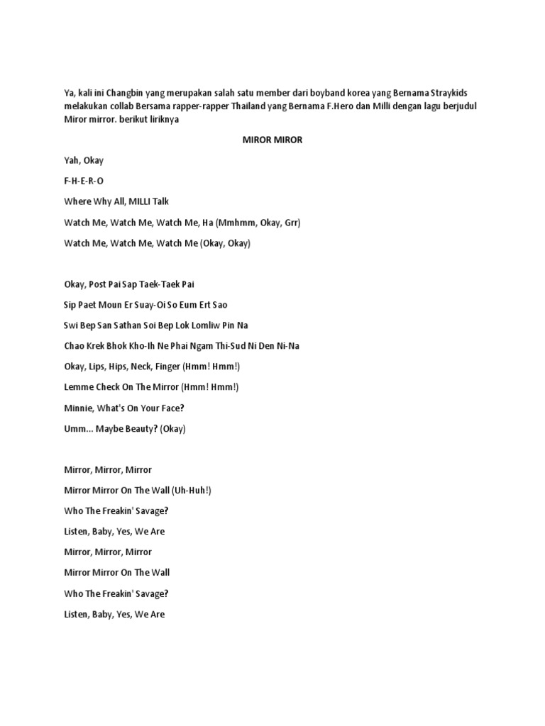 Mirror Mirror MILLI, F.HERO, Changbin PDF