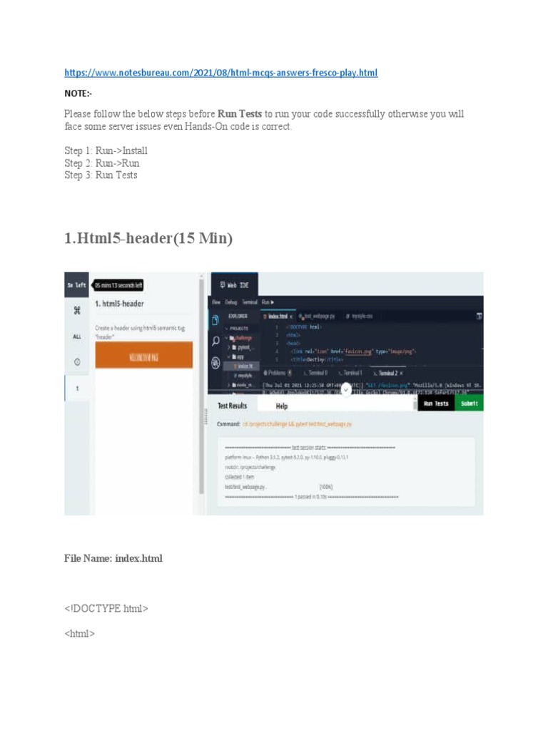Mcq On Html