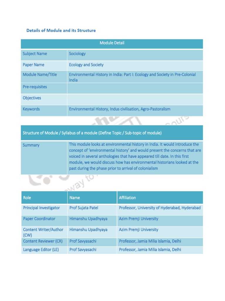 Details of Module and Its Structure | PDF | Environmental History ...