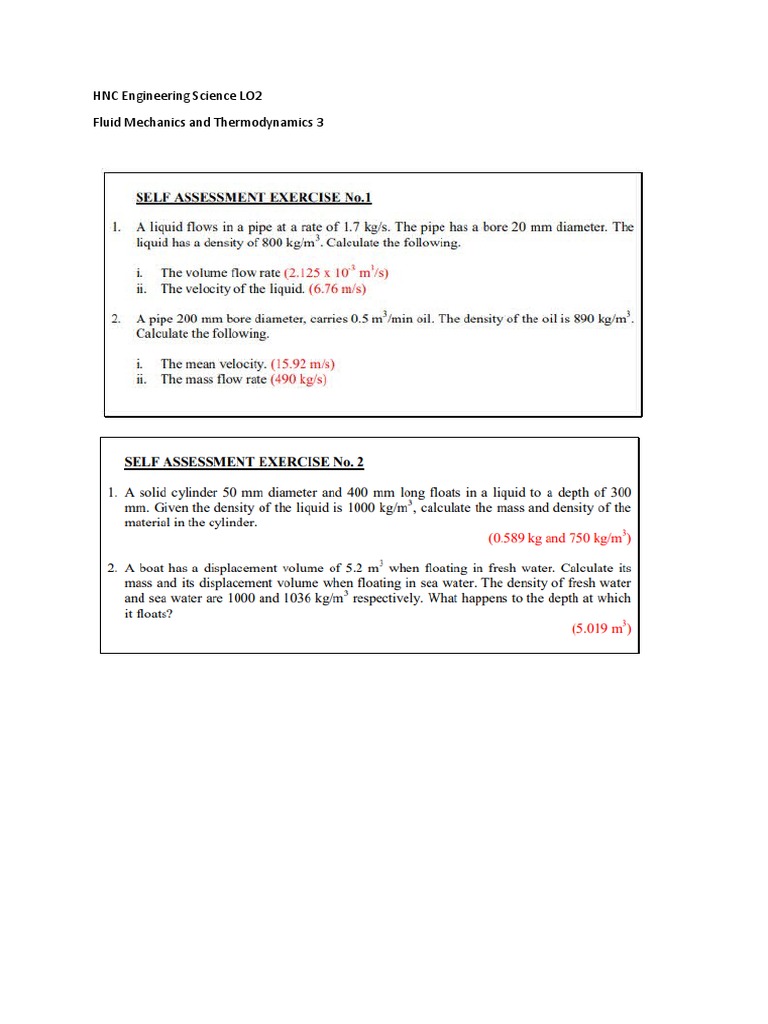 HNC Engineering Science LO2 Self Assessment Questions 3 PDF