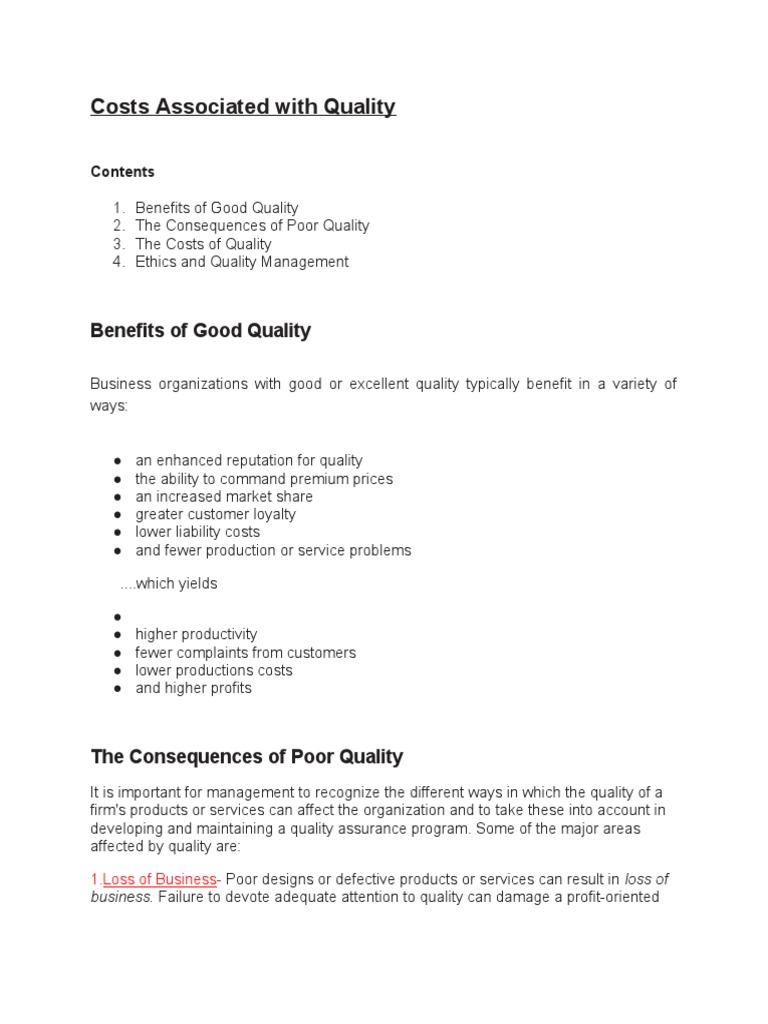 Costs Associated With Quality PDF Product Liability Legal Liability