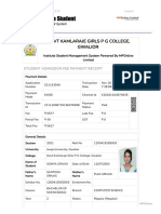 Govt Kamlaraje Girls P G College, Gwalior: Student Admission Fee Payment Receipt