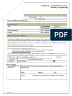 Continuous Assessment Cover Sheet Faculty of Engineering: Student Statement and Signature