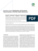 Research Article: Hydrolysis Process Optimization and Functional Characterization of Yak Skin Gelatin Hydrolysates