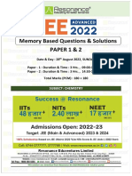 JEE Advanced 2022 Solution Chemistry (Memory Based)