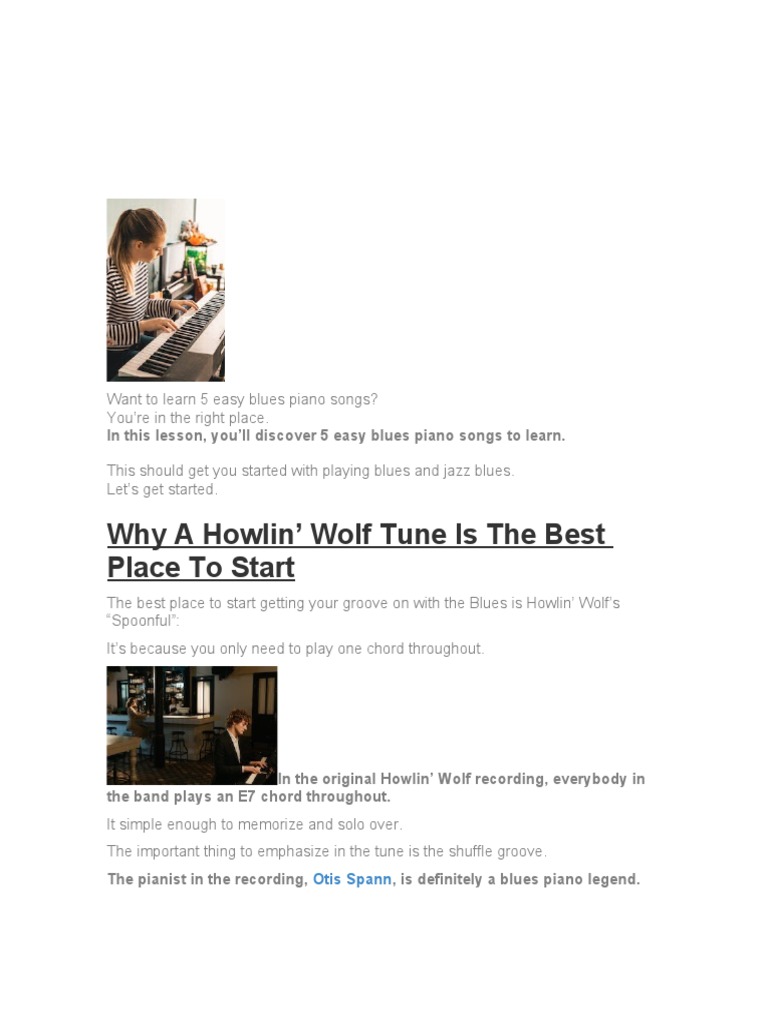 Easy Blues Piano Songs | PDF | Jazz | Blues