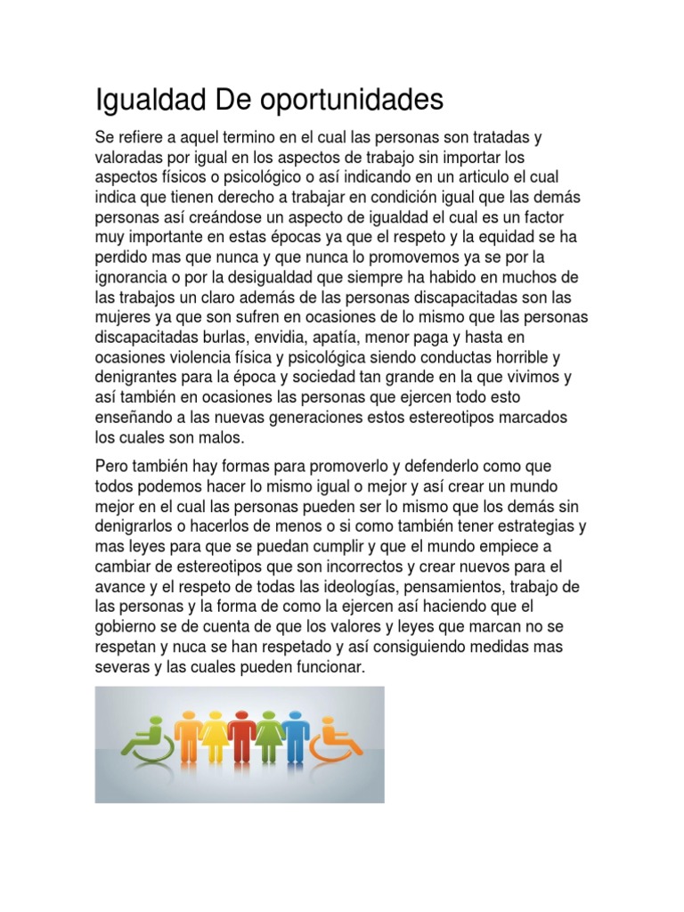 Igualdad de Oportunidades | PDF | Ciencias sociales