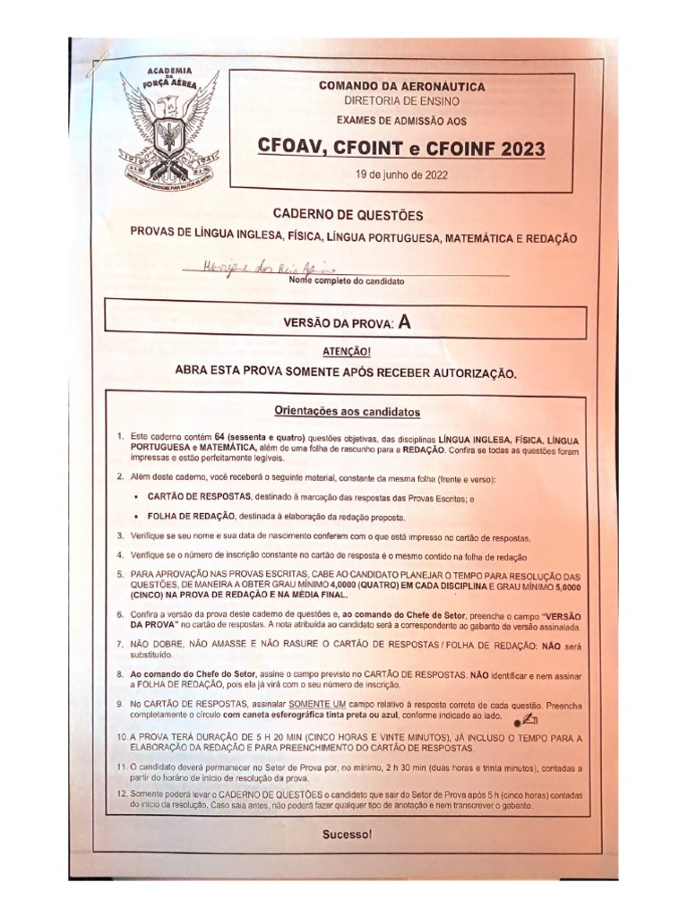 Prova Da AFA PDF