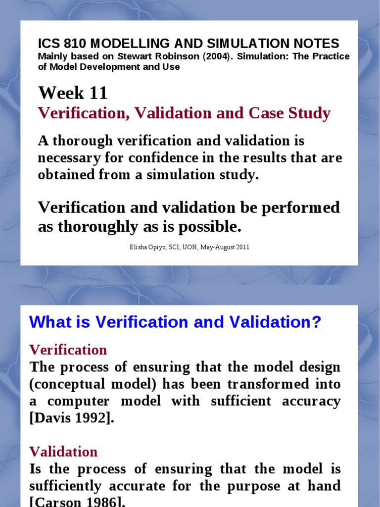 Week 11: Verification, Validation and Case Study | PDF | Computer ...