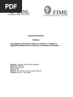 TAREA 2. (Investigacion de teorema thevenin y norton . Y realizar el siguiente problema de circuitos por el teorema de thevenin). Francisco Javier Muñoz Almaguer. 1865070