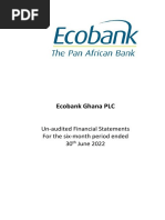 Ecobank Ghana PLC: Un-Audited Financial Statements For The Six-Month Period Ended 30 June 2022