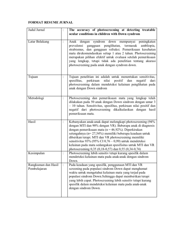 Format Resume Jurnal Synd Down Aji
