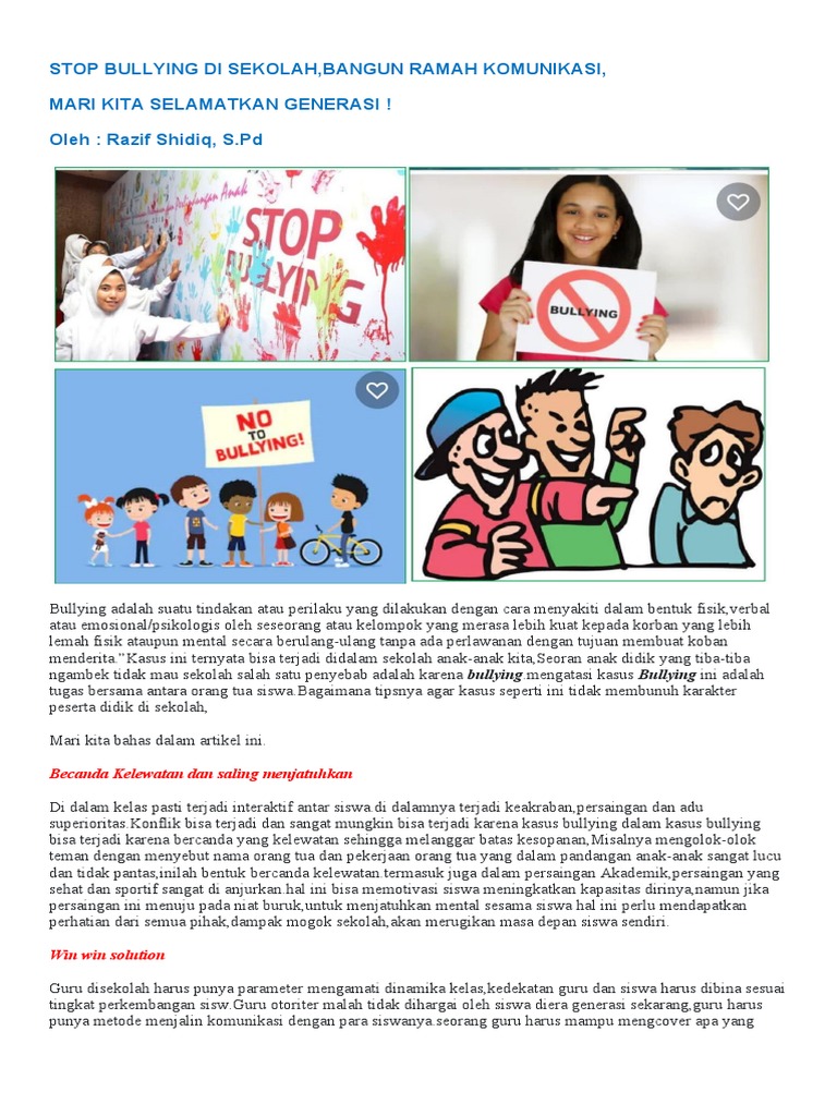 Stop Bullying Di Sekolah Pdf
