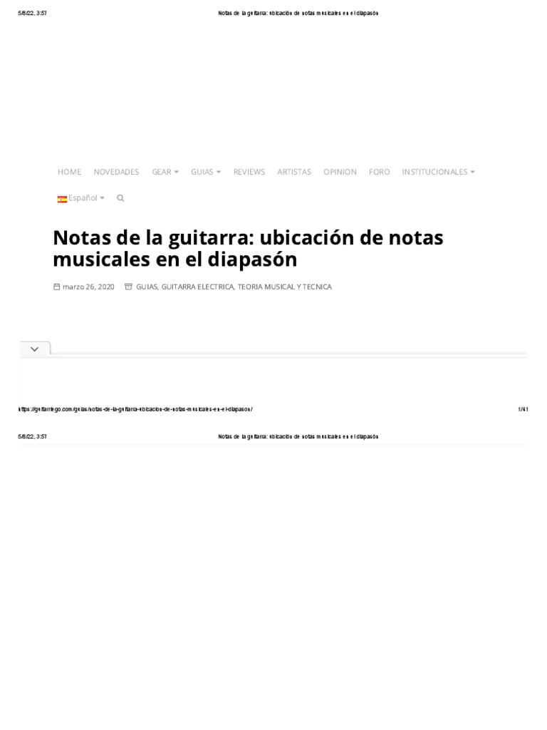 Notas de La Guitarra - Ubicación de Notas Musicales en El Diapasón ...