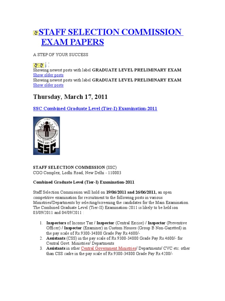 Staff Selection Commission Exam Papers Exchange Rate Foreign