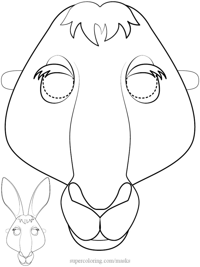 Printable Outline Kangaroo Mask