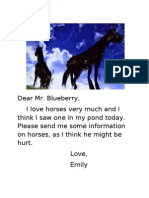 Dear Mr. Blueberry Letter