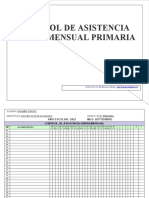 Control de Asistencia Diaria Mensual Primaria Modelo 1