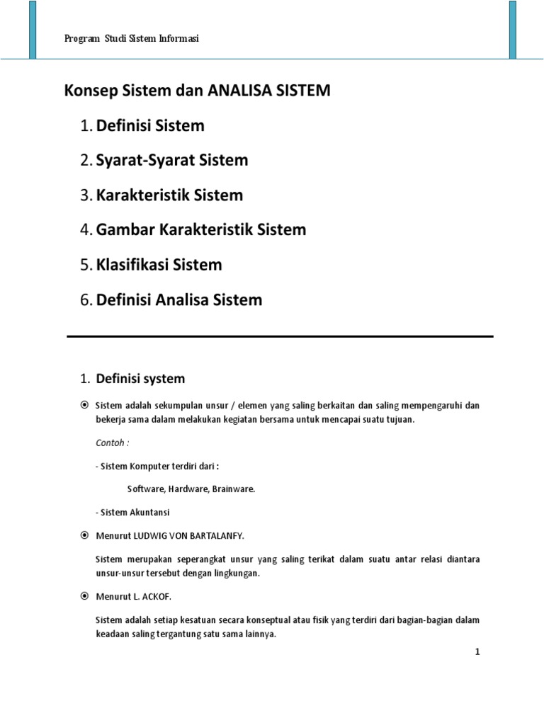 Pertemuan 1 Konsep Sistem Dan ANALISA SISTEM | PDF