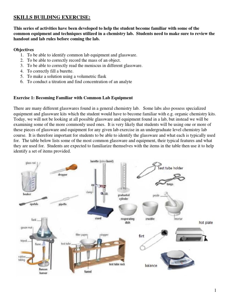 Lab 1 Familiar With Lab Equipment v2 PDF Chemistry