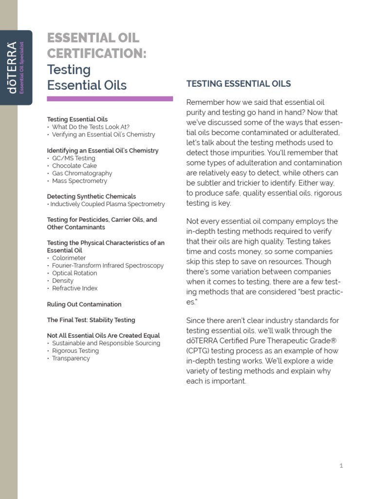 Testing Essential Oils | PDF | Mass Spectrometry | Gas Chromatography