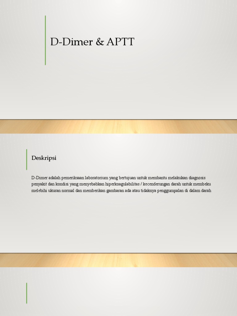 Pemeriksaan D-Dimer dan APTT | PDF | Pengembangan Diri | Sains & Matematika