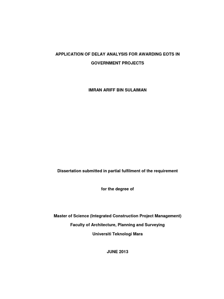 Delay Analysis for EOTs in Government Projects | PDF | Survey ...