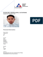 Evon Rey Bongcawil Catapang: Worker'S Information Sheet