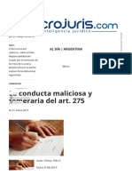 La Conducta Maliciosa y Temeraria Del Art. 275 - AL DÍA - ARGENTINA