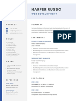 Blue and White Minimalist Resume