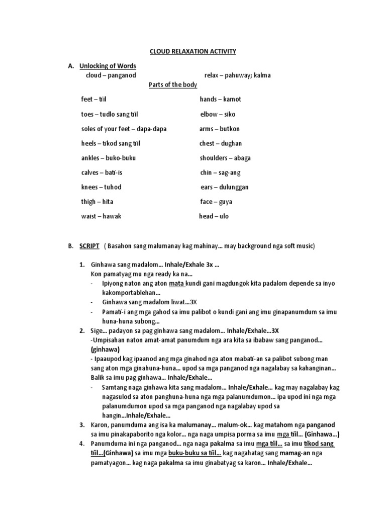 Cloud Meditation Relaxation Script | PDF